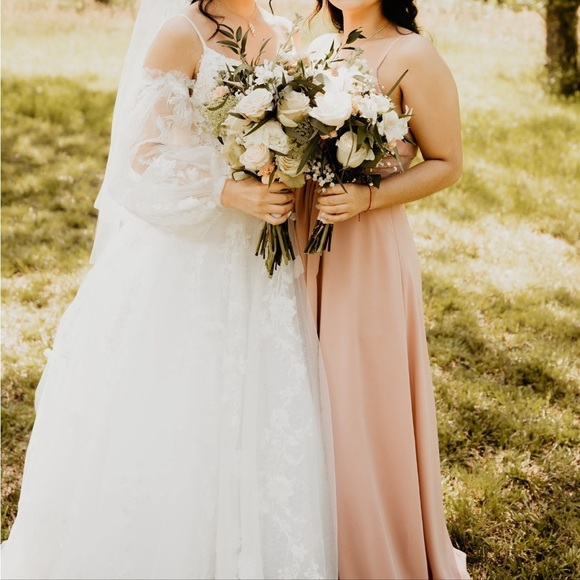 JJhouse dress A-line V-Neck Floor-Length Chiffon Bridesmaid Dress With Pleated - Picture 2 of 9